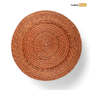 Brown Concentric Circles Handwoven Bamboo Rattan Charger Underplate - UP051032