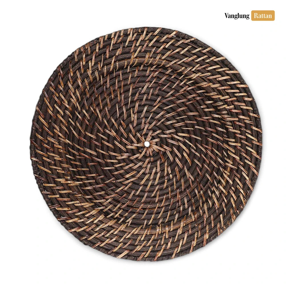 Black Handicraft Round Full Rattan Charger Underplate - UP021034