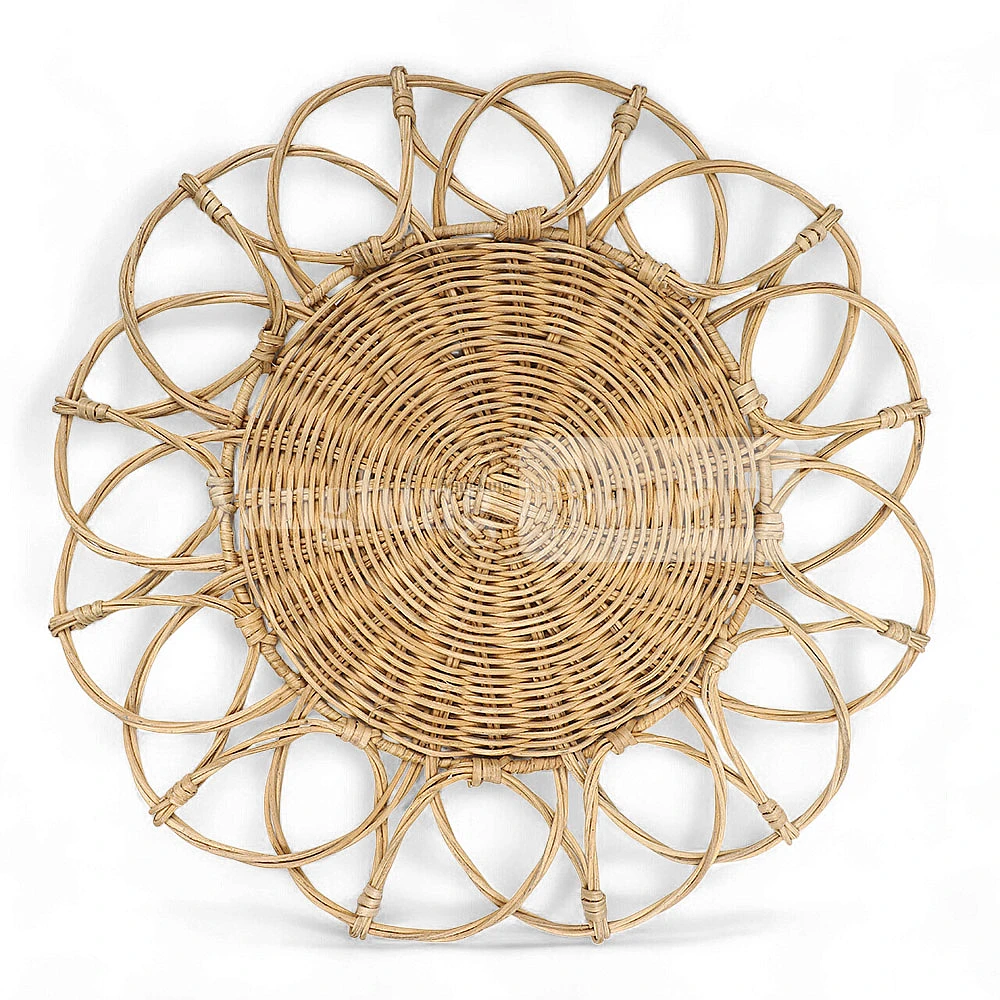 Light Brown Handwoven Flower Core Rattan Placemat for Decoration - UP054002 - Light Brown Handwoven Flower Core Rattan Placemat for Decoration - UP054002