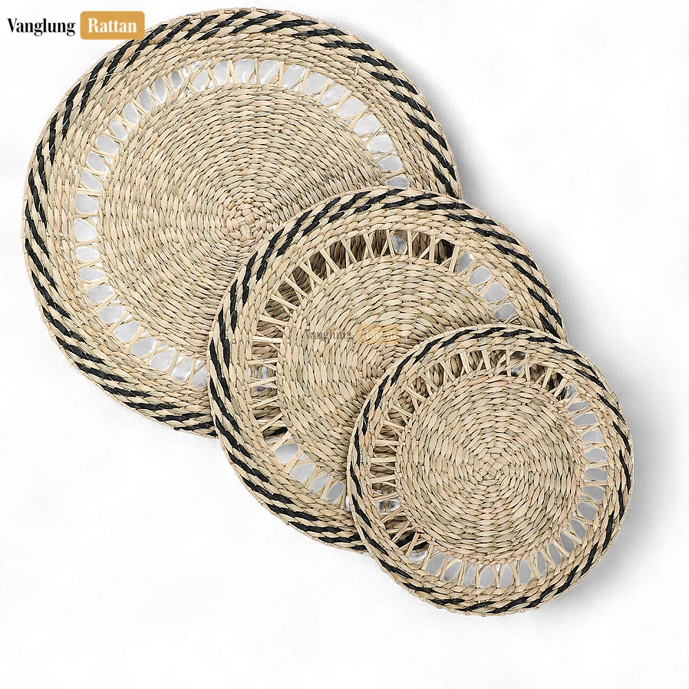 Black Round Shape Handicraft Seagrass Placemat for Decoration - UP072004 - 🌟 Why Choose VanglungRattan