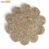 Brown Handwoven Water Hyacinth Placemat - Floral Herringbone Design for Decoration - UP081007-2-1.webp