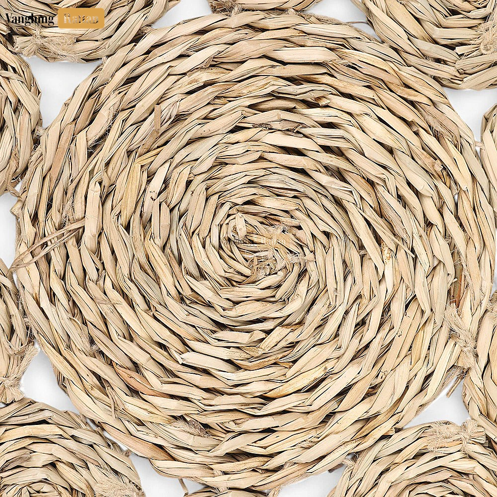 Brown Handwoven Water Hyacinth Placemat - Floral Herringbone Design for Decoration - UP081007-2 - 🌿 Product Details