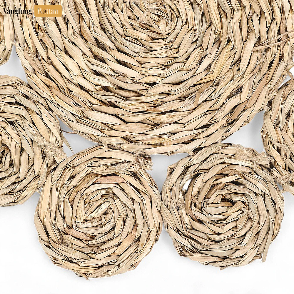 Brown Handwoven Water Hyacinth Placemat - Floral Herringbone Design for Decoration - UP081007-2 - 🏠 Applications