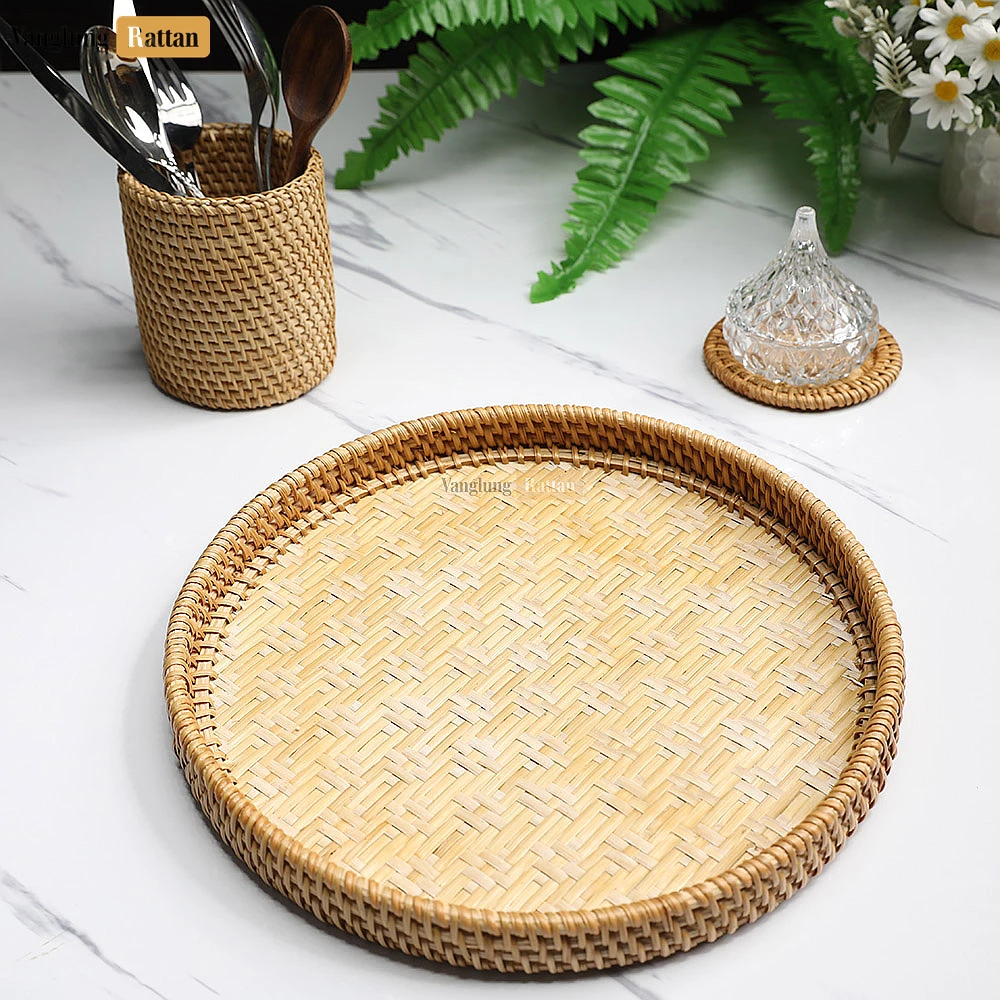 Brown Round High Quality Bambo Rattan Serving Tray - STRO013101 - 🌟 Why Choose VanglungRattan