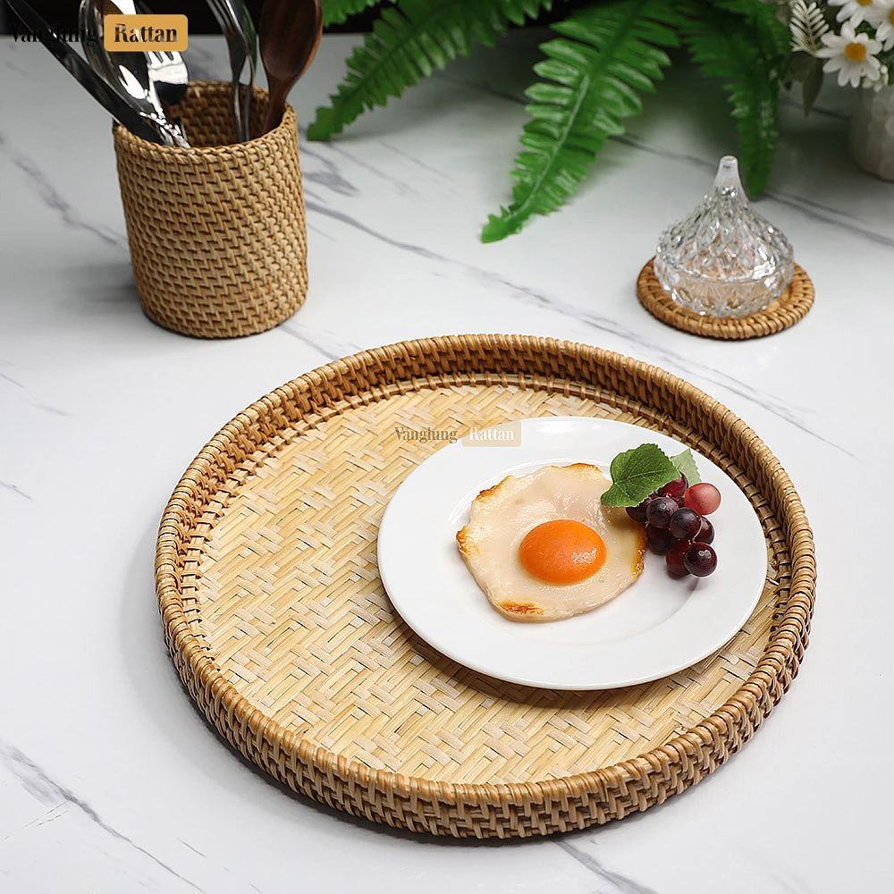 Brown Round High Quality Bambo Rattan Serving Tray - STRO013101 - ❓ Frequently Asked Questions