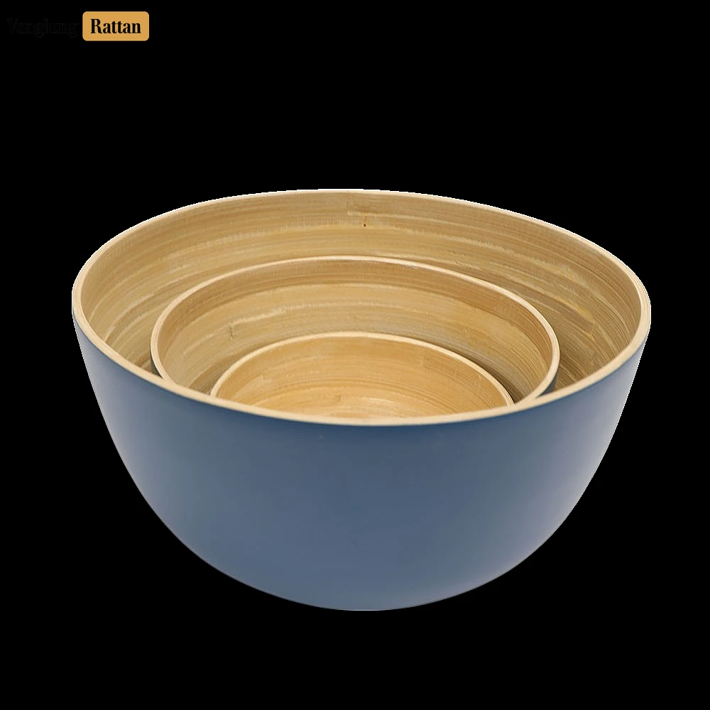 Deep Coiled Bamboo Serving Bowl Slate Natural - TW06BL0037 - Deep Coiled Bamboo Serving Bowl Slate Natural - Elegant Handcrafted Tableware