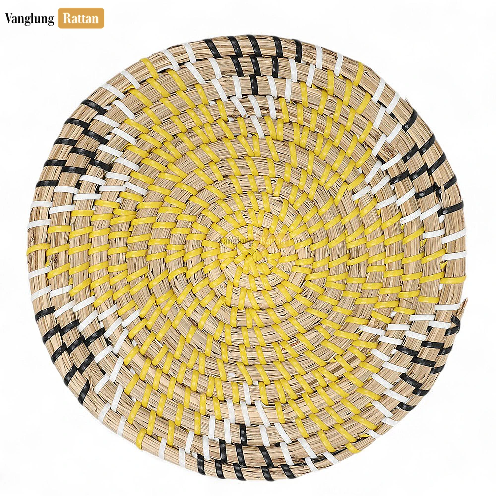 Flower Center Spiral Round Handicraft Seagrass Placemat for Dinner Decoration - UP071004 - Flower Center Spiral Round Handicraft Seagrass Placemat for Dinner Decoration - UP071004