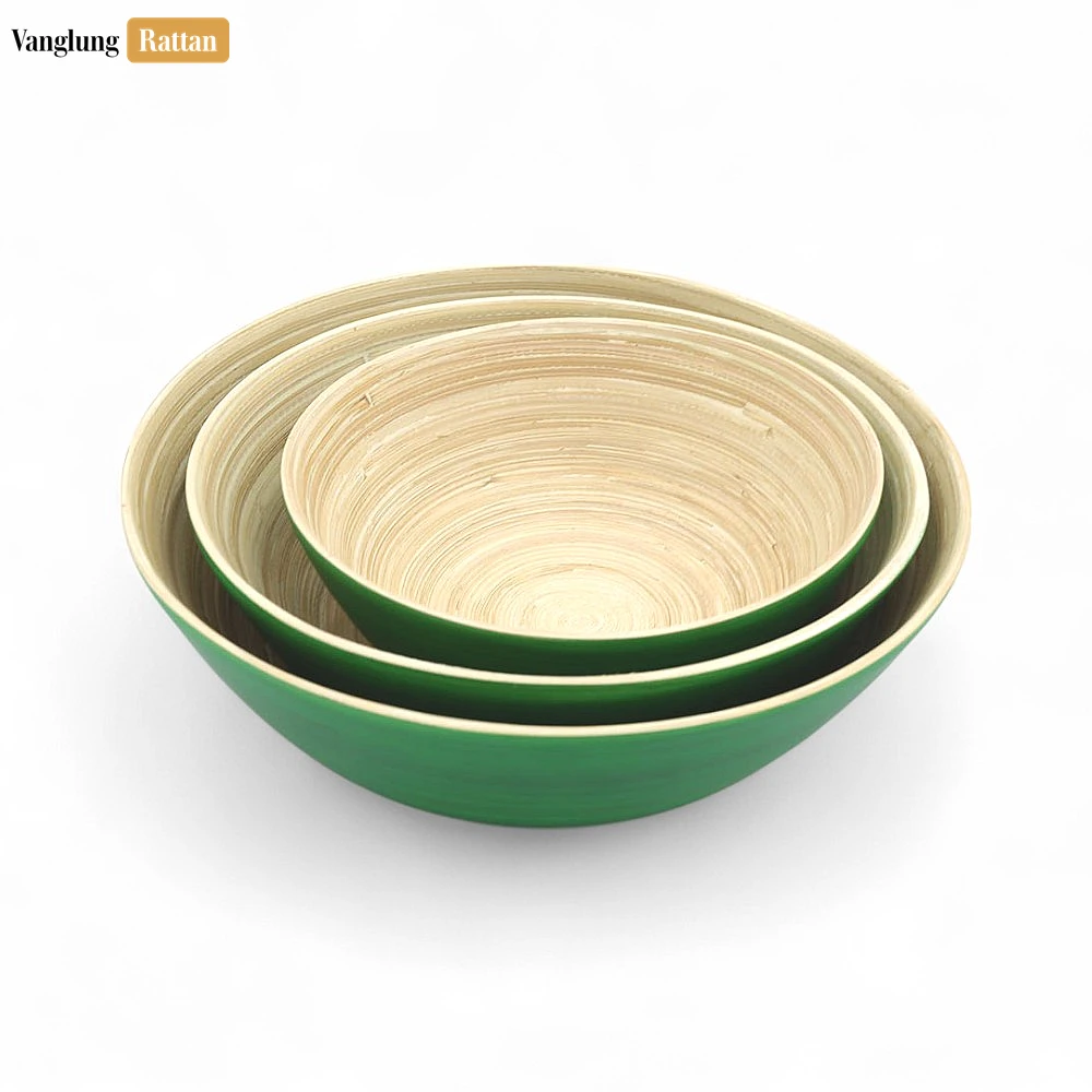 Green Bamboo Salad Bowl Natural Coiled Bamboo - TW06BL0032 - Green Bamboo Salad Bowl Natural Coiled Bamboo - TW06BL0032