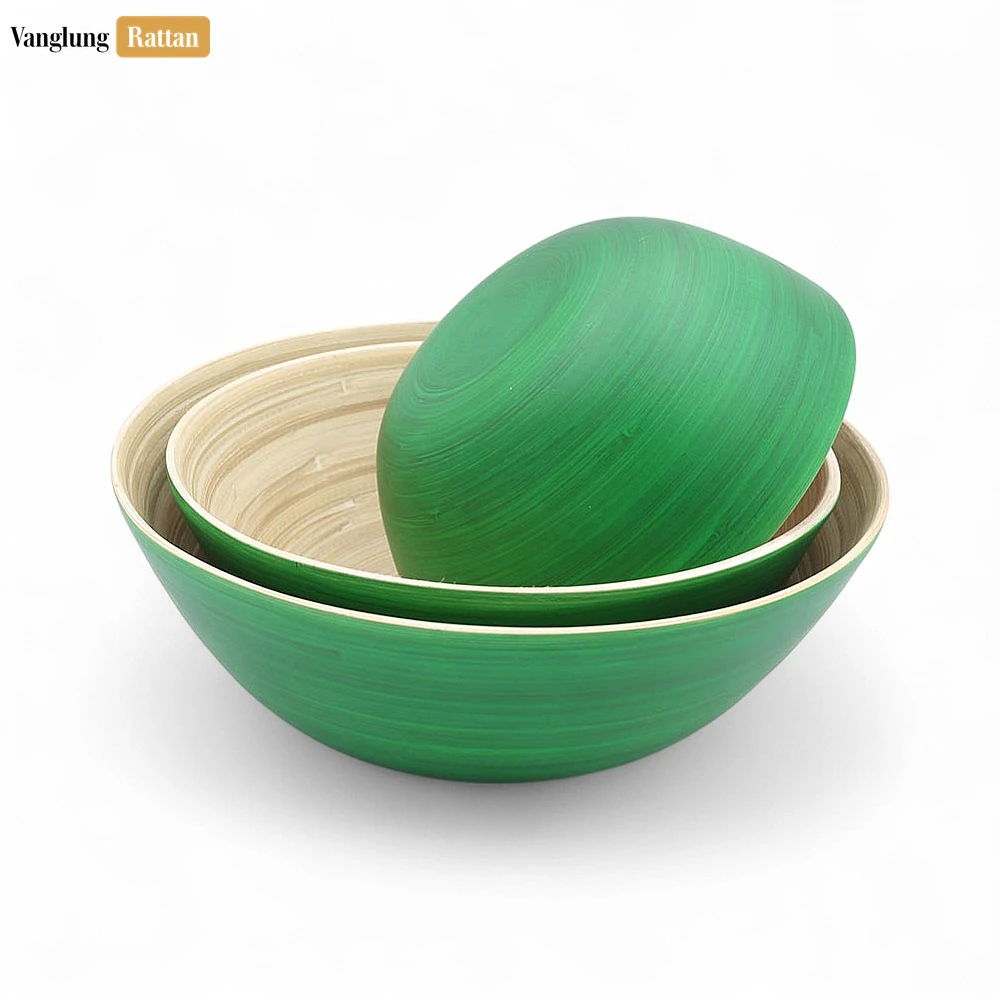 Green Bamboo Salad Bowl Natural Coiled Bamboo - TW06BL0032 - 🌿 Product Highlights