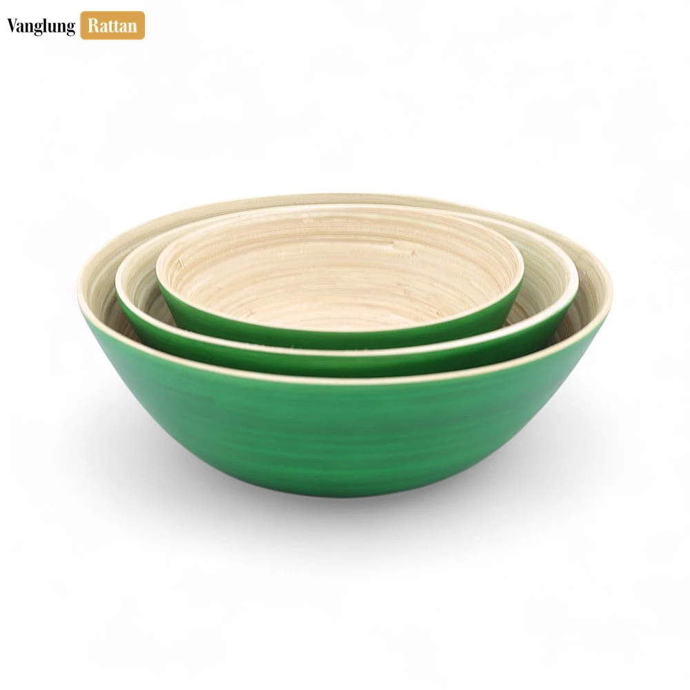 Green Bamboo Salad Bowl Natural Coiled Bamboo - TW06BL0032 - 🍽️ Applications