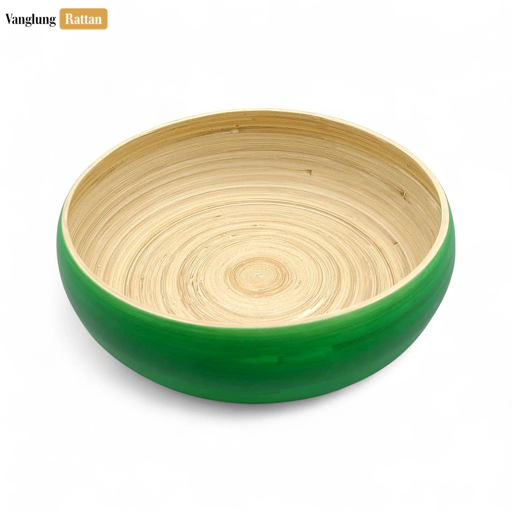 Green Natural Coiled Bamboo Serving Bowl - TW06BL0031 - Green Natural Coiled Bamboo Serving Bowl - Eco-Friendly Handcrafted Elegance