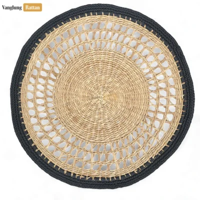 Handwoven Mesh Black Round Seagrass Placemat for Dinner Decoration - UP092005-5.webp