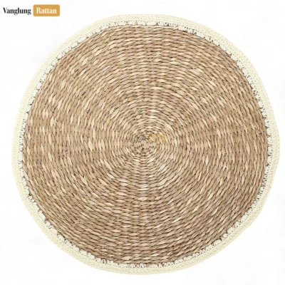 Handwoven Natural Round Seagrass Placemat for Dinner Decoration - UP072010-1.webp