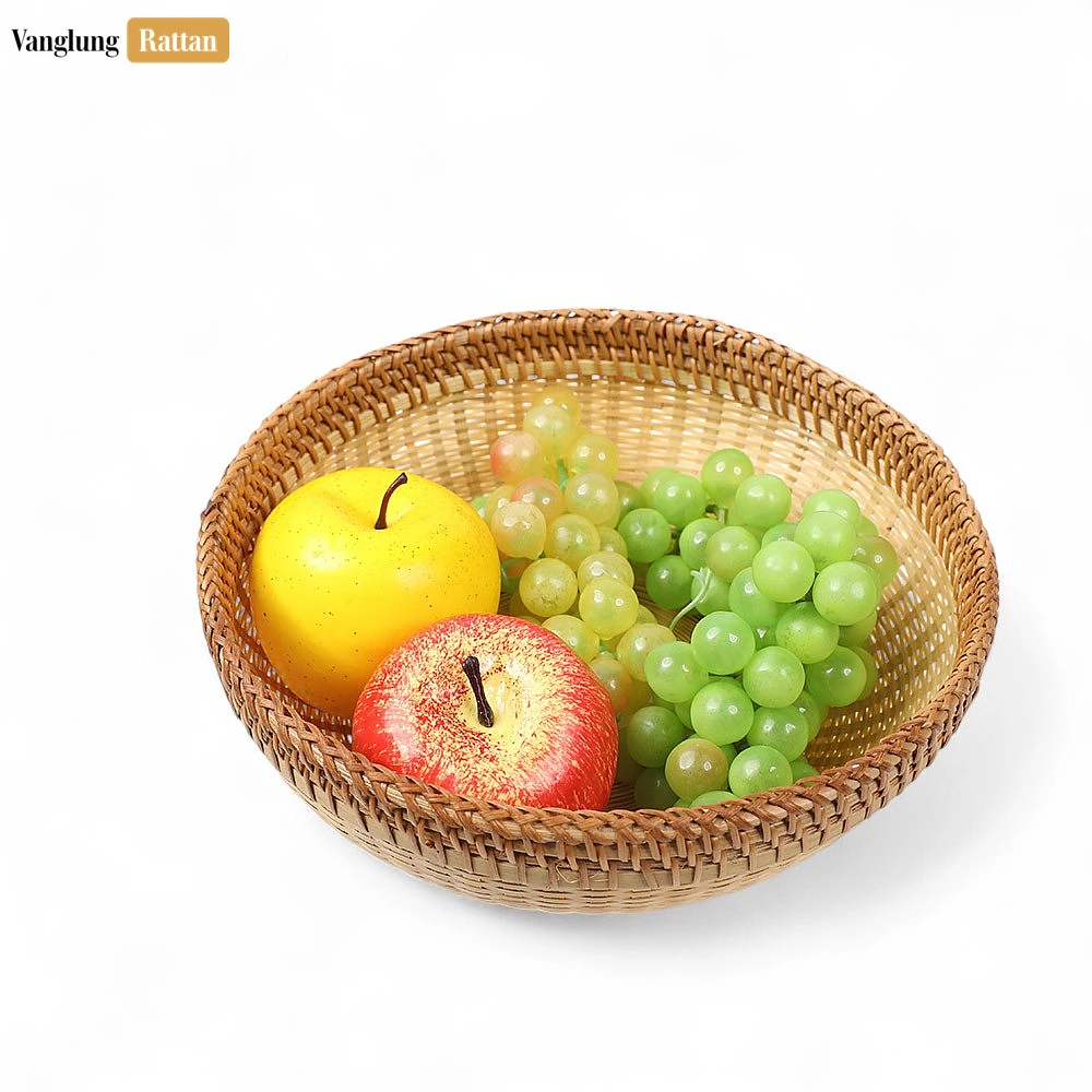 Handwoven Rattan Bamboo Round Natural Serving Bowl - TW05BL009 - Handwoven Rattan Bamboo Round Natural Serving Bowl - TW05BL009