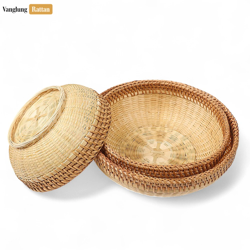 Handwoven Rattan Bamboo Round Natural Serving Bowl - TW05BL009 - 🌿 Product Details