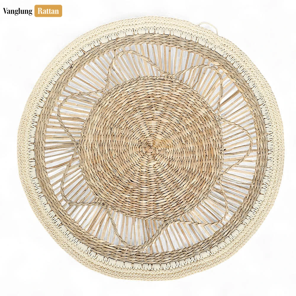 Handwoven Seagrass Star Wall Decor, Round Natural Wicker Hanging - UP092008 - Handwoven Seagrass Star Wall Decor, Round Natural Wicker Hanging - UP092008