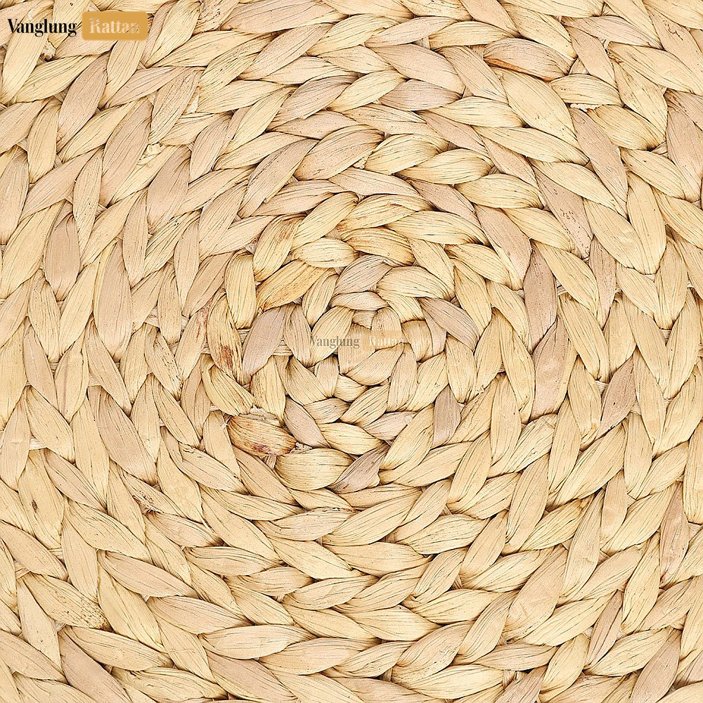 Light Brown Water Hyacinth Herringbone Pattern Placemats - Round Woven Dinner & Table Decoration - UP081001 - 🌿 Product Specifications