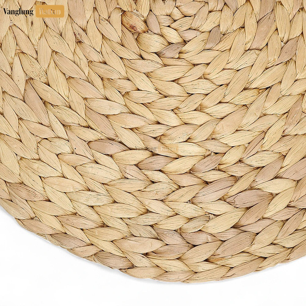 Light Brown Water Hyacinth Herringbone Pattern Placemats - Round Woven Dinner & Table Decoration - UP081001 - 🏠 Applications
