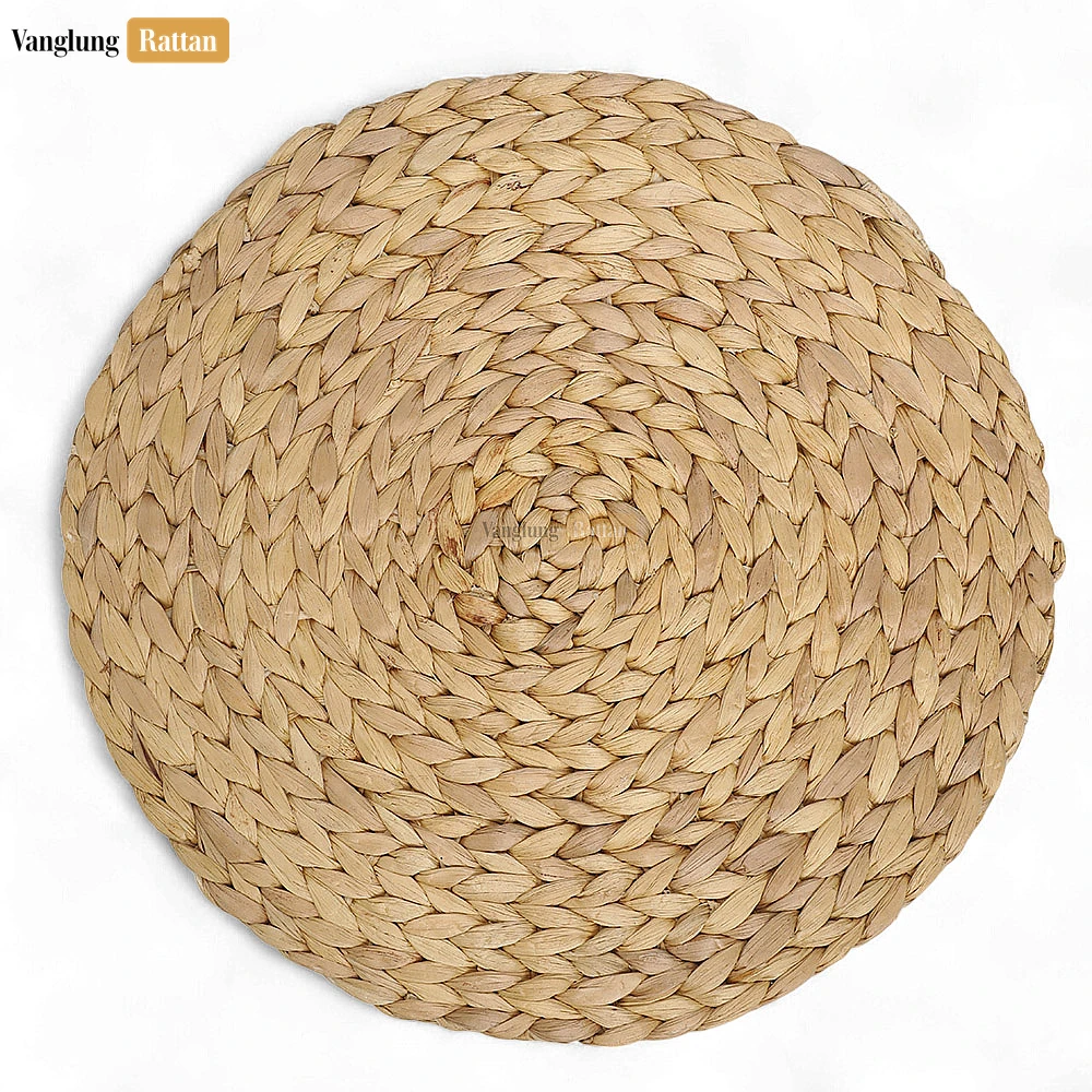 Light Brown Water Hyacinth Herringbone Pattern Placemats - Round Woven Dinner & Table Decoration - UP081001 - ✨ Product Highlights