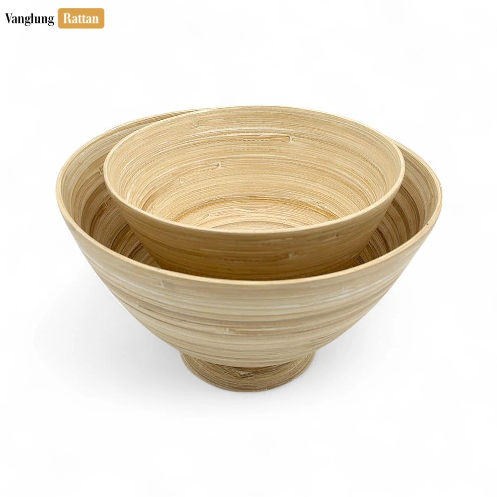 Natural Coiled Bamboo Pedestal Bowl - TW06BL0028 - Natural Coiled Bamboo Pedestal Bowl - TW06BL0028: Elegant Eco-Friendly Home Decor