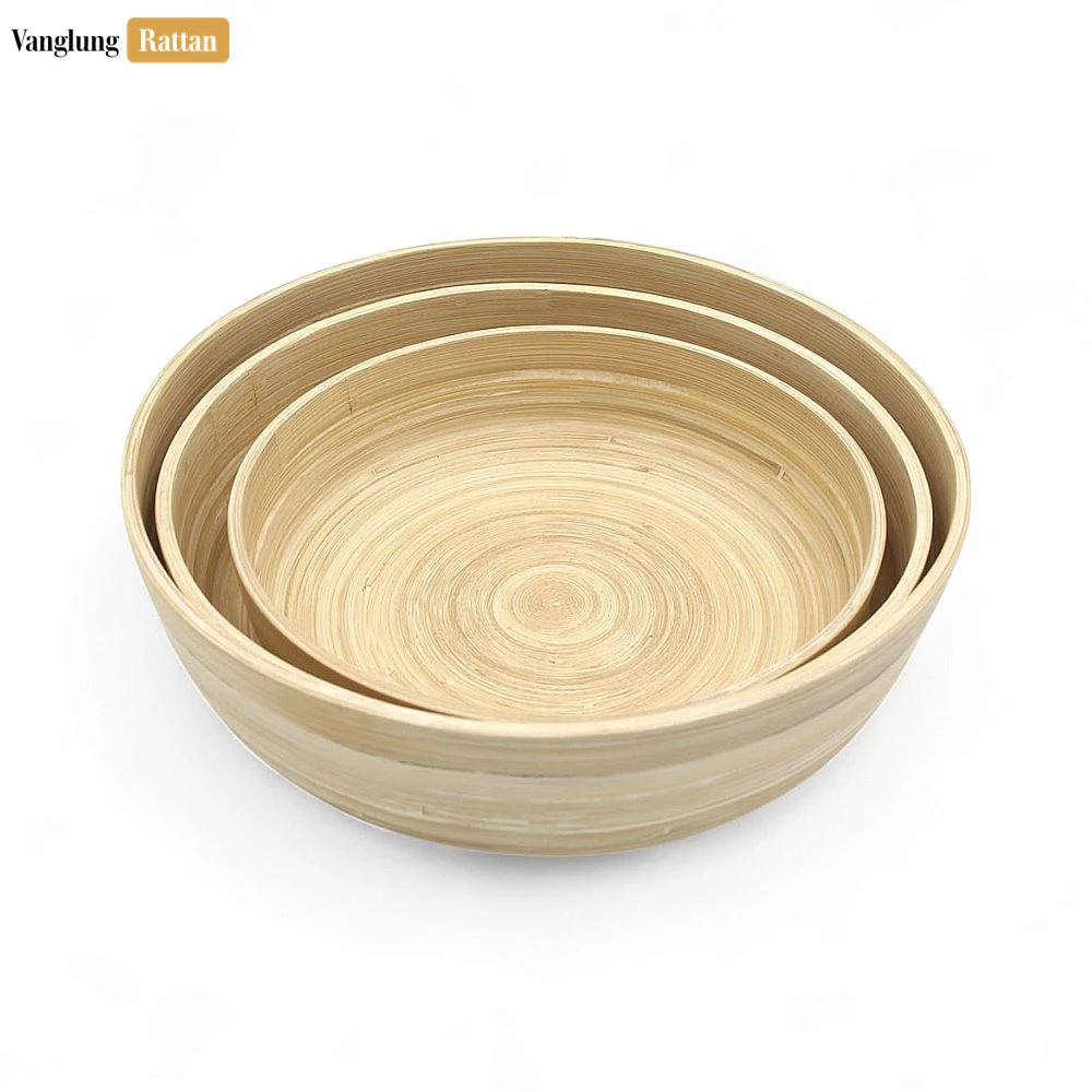 Natural Coiled Bamboo Serving Bowl - TW06BL0027 - Natural Coiled Bamboo Serving Bowl Set - Handcrafted Eco-Friendly Tableware