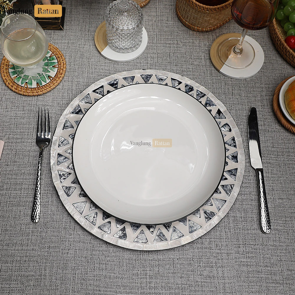 Pink Floral Mother of Pearl Mosaic Charger Plate - UP06KT1002 - 🌸 Product Details
