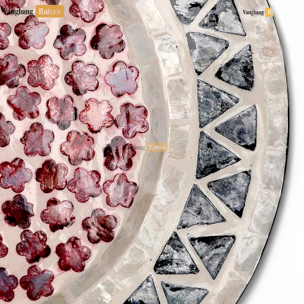 Pink Floral Mother of Pearl Mosaic Charger Plate - UP06KT1002 - ✨ Applications