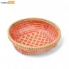 Round Woven Fruit Serving Bowl with Red and Natural Weave - TW05BL008-1.webp