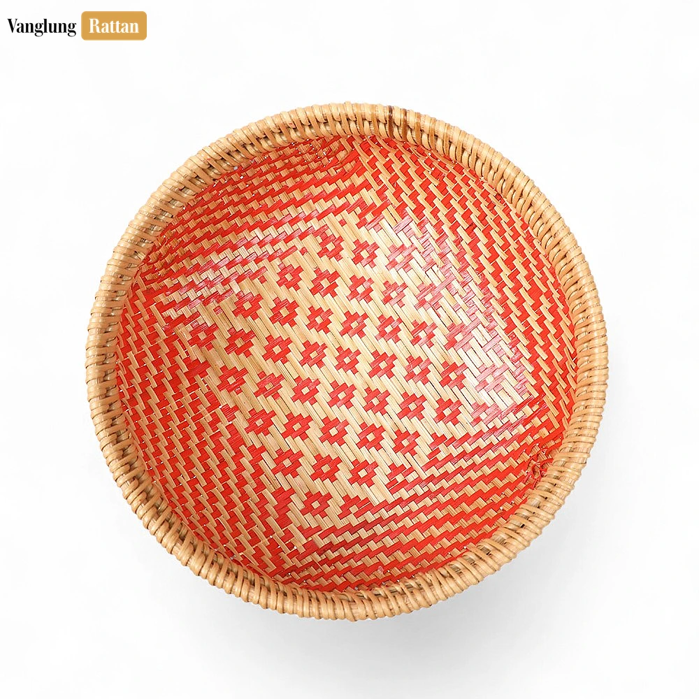 Round Woven Fruit Serving Bowl with Red and Natural Weave - TW05BL008 - ✨ Product Highlights