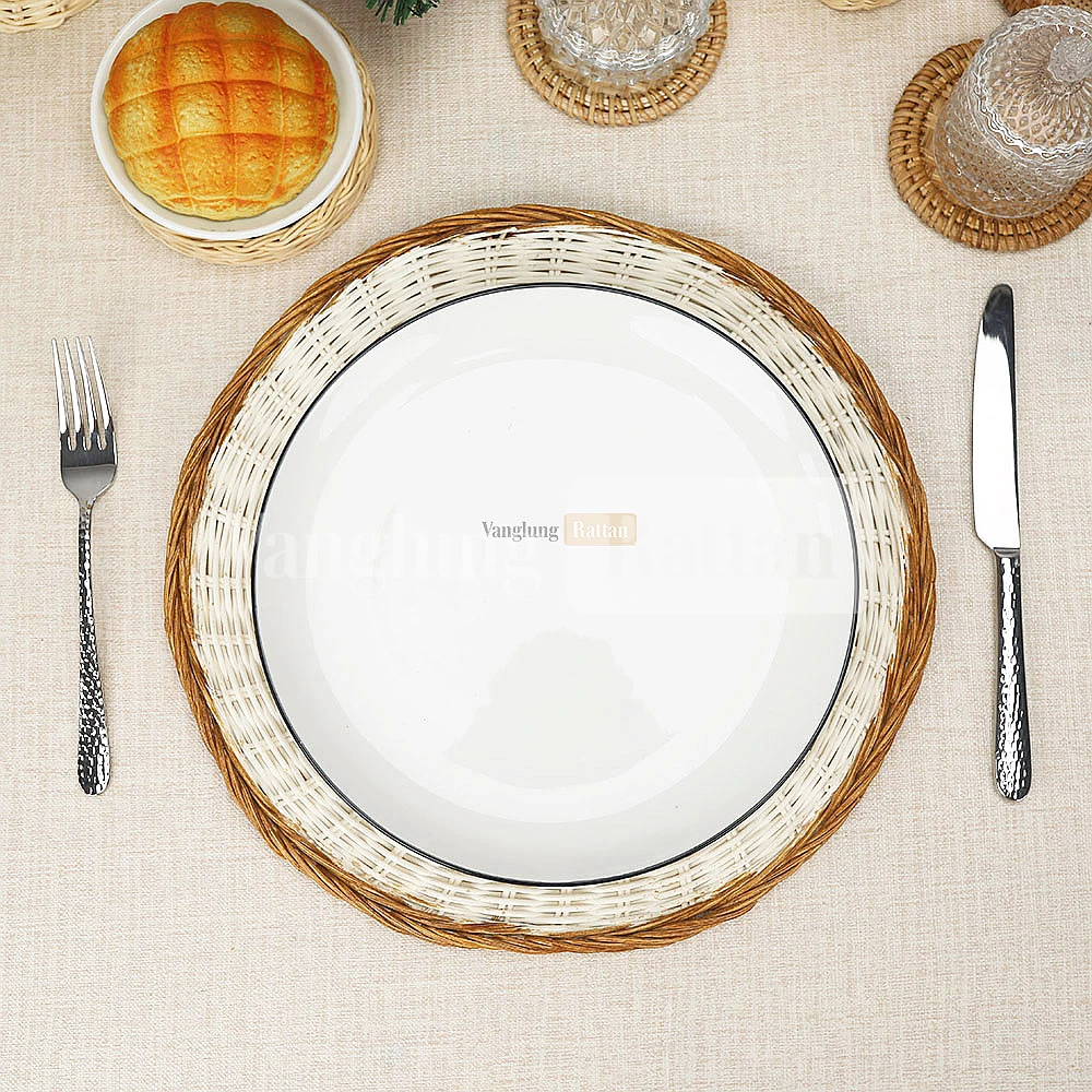 White Wash High Quality Handwoven Round Core Rattan Placemat - UP054006 - ✨ Product Highlights