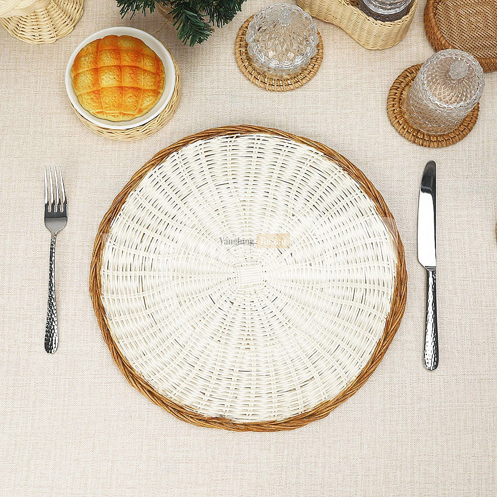 White Wash High Quality Handwoven Round Core Rattan Placemat - UP054006 - 🏠 Applications