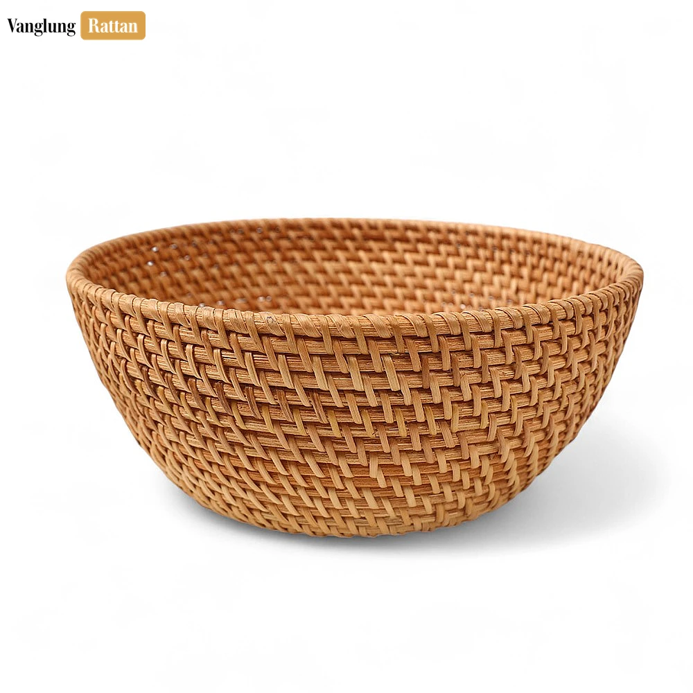Brown Handicraft Round Straw Rattan Serving Bowl - TW01BL0005 - 🍽️ Applications