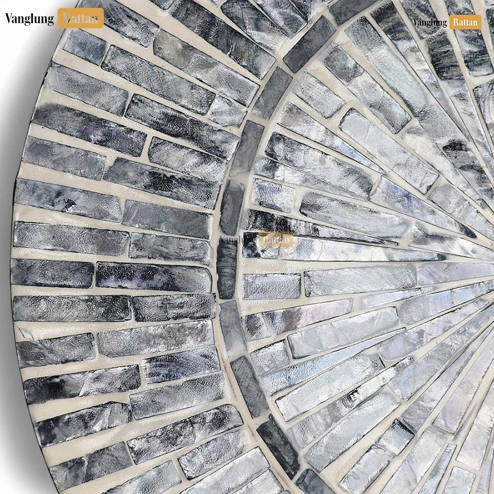 Charcoal Grey Mother of Pearl Mosaic Charger Plate - UP06KT1008 - 🌟 Product Details
