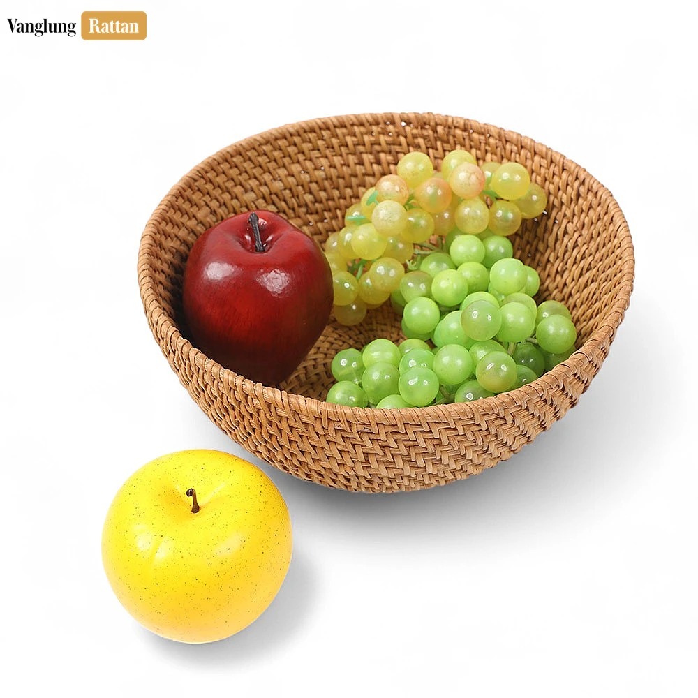 Green Handmade Straw Rattan Fruit Bowl - TW01BL0003 - Green Handmade Straw Rattan Fruit Bowl - TW01BL0003