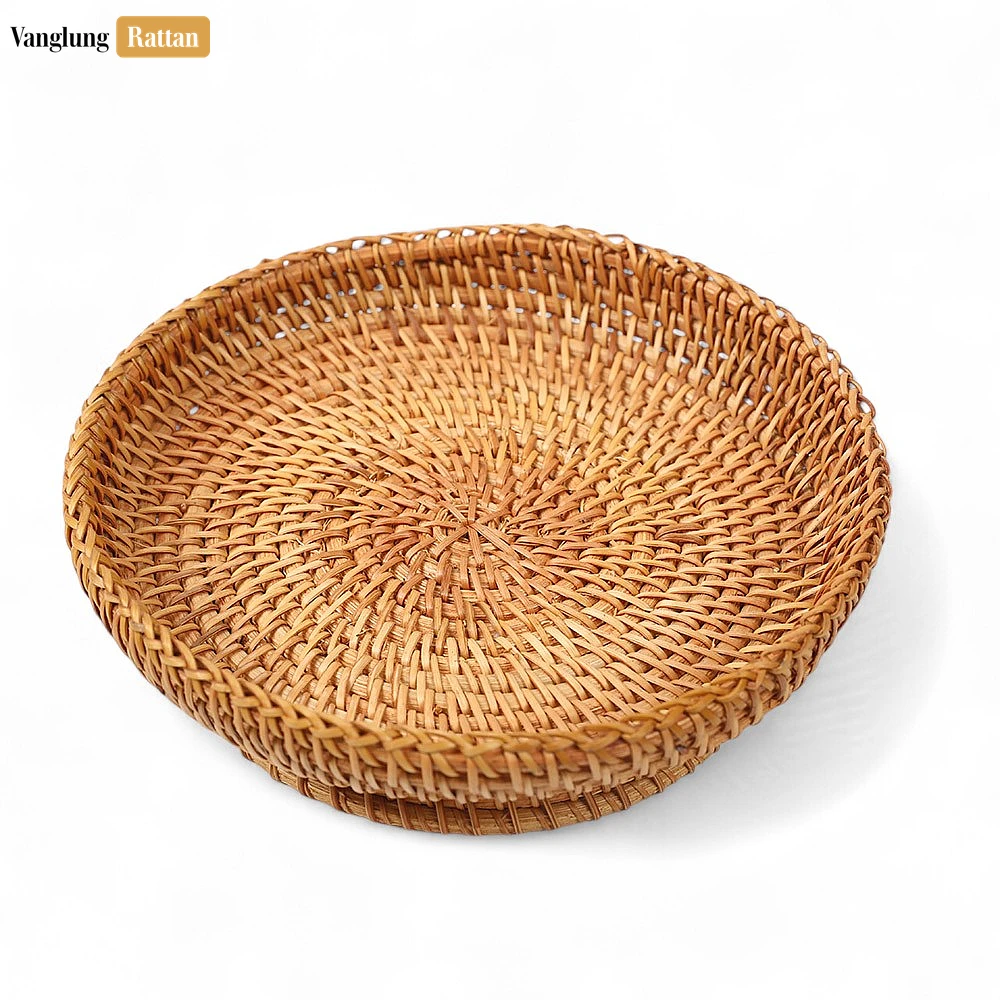 Green Handmade Wicker Straw Rattan Serving Bowl - TW01BL0001 - Green Handmade Wicker Straw Rattan Serving Bowl - Elegant Spiral Design