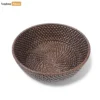 Handicraft Woven Black Straw Rattan Spiral Bowl - TW01BL0014B-1.webp