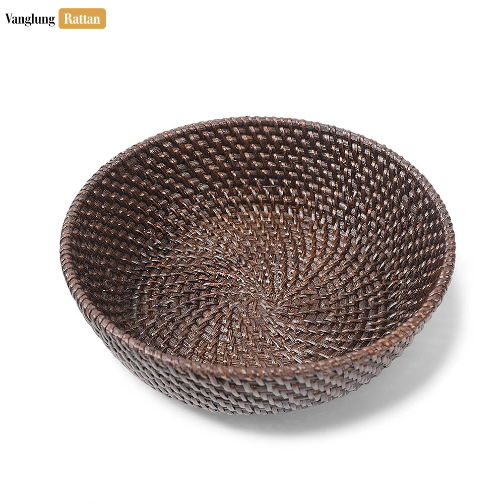 Handicraft Woven Black Straw Rattan Spiral Bowl - TW01BL0014B - Handicraft Woven Black Straw Rattan Spiral Bowl - TW01BL0014B