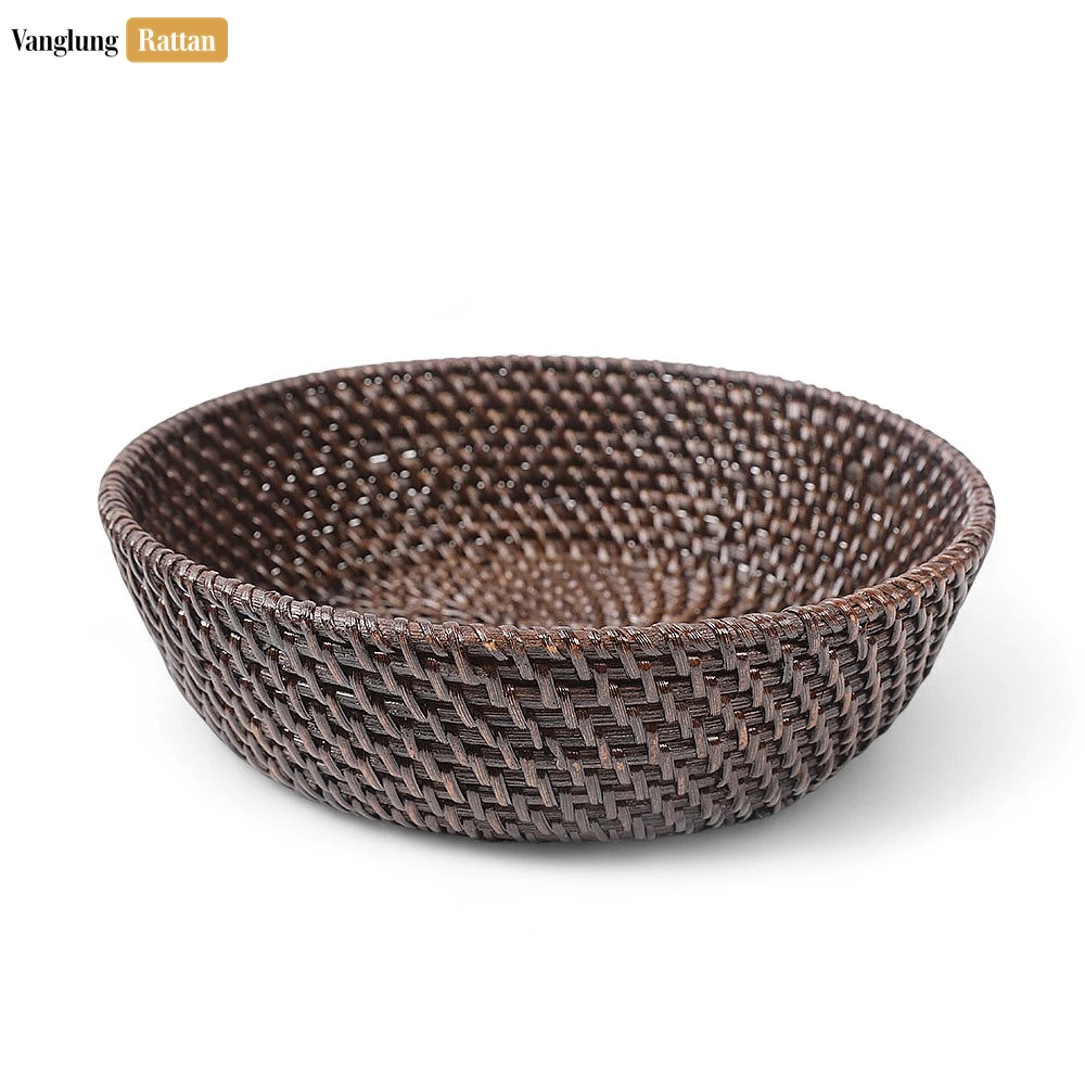 Handicraft Woven Black Straw Rattan Spiral Bowl - TW01BL0014B - 🌿 Product Details