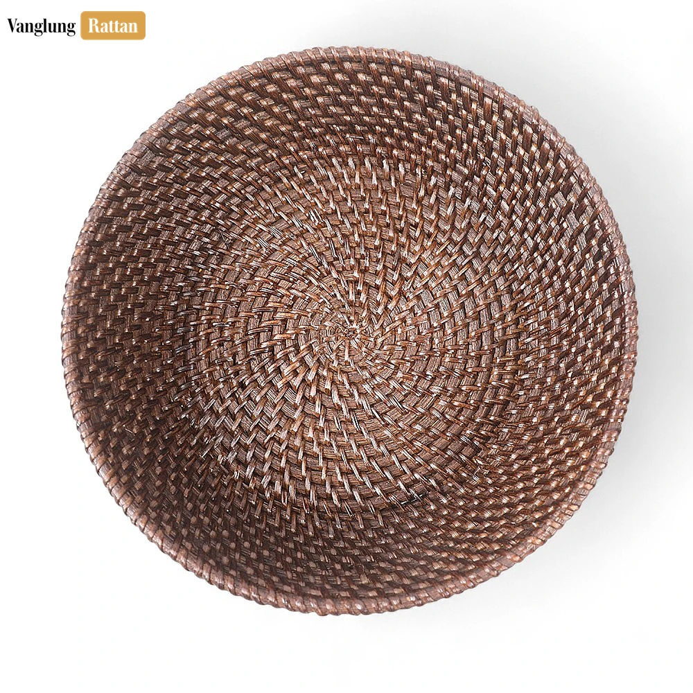 Handicraft Woven Black Straw Rattan Spiral Bowl - TW01BL0014B - ✨ Product Highlights