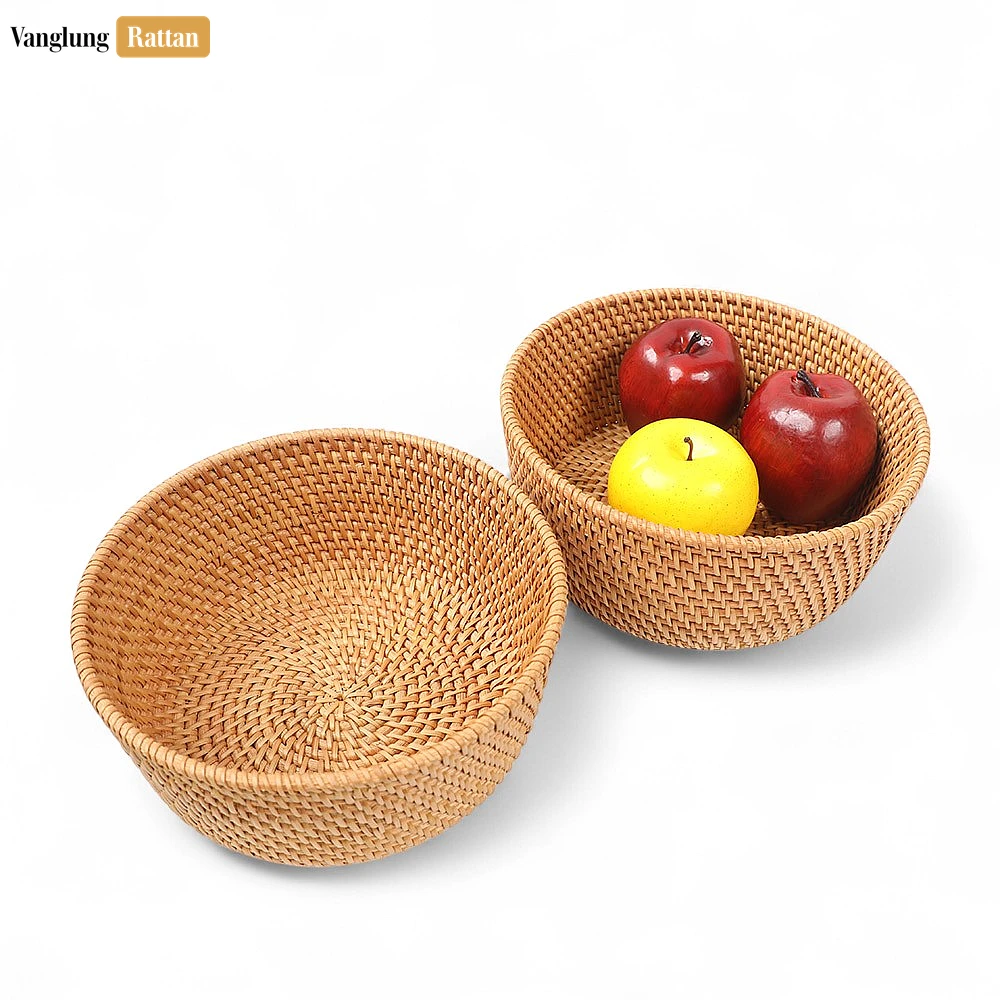 Handwoven Green Round Deep Straw Rattan Bowl - TW01BL0013 - Handwoven Green Round Deep Straw Rattan Bowl - TW01BL0013