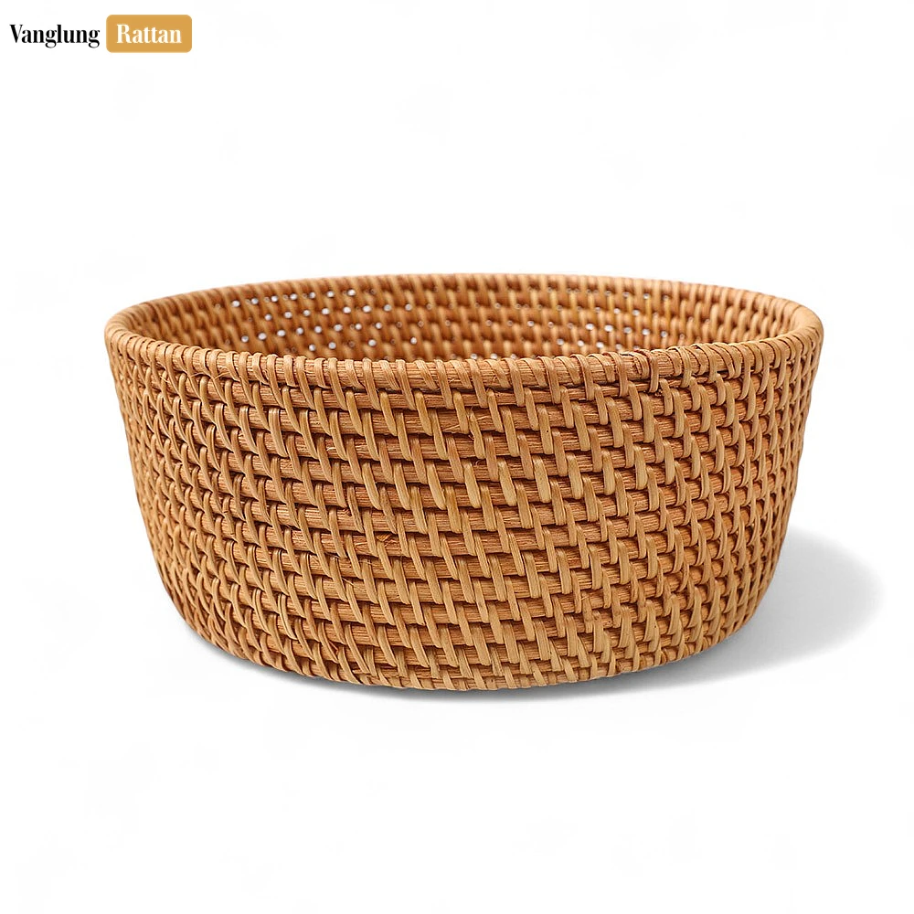 Handwoven Green Round Deep Straw Rattan Bowl - TW01BL0013 - 🏠 Applications & Uses