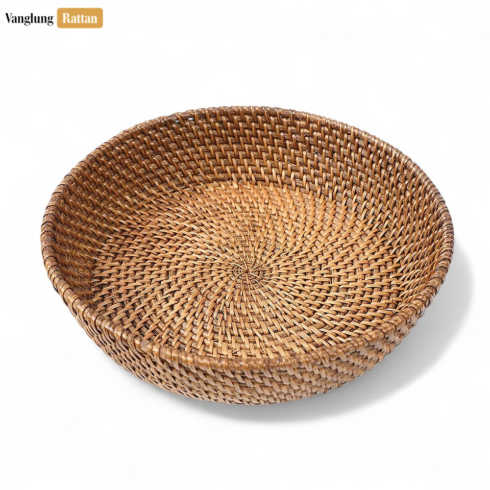 Handwoven Manufacture Brown Straw Rattan Serving Bowl - TW01BL0015DD - Handwoven Manufacture Brown Straw Rattan Serving Bowl - TW01BL0015DD