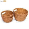 Handwoven Natural Bamboo Rattan Serving Bowl with Handles - TW05BL0035-1.webp