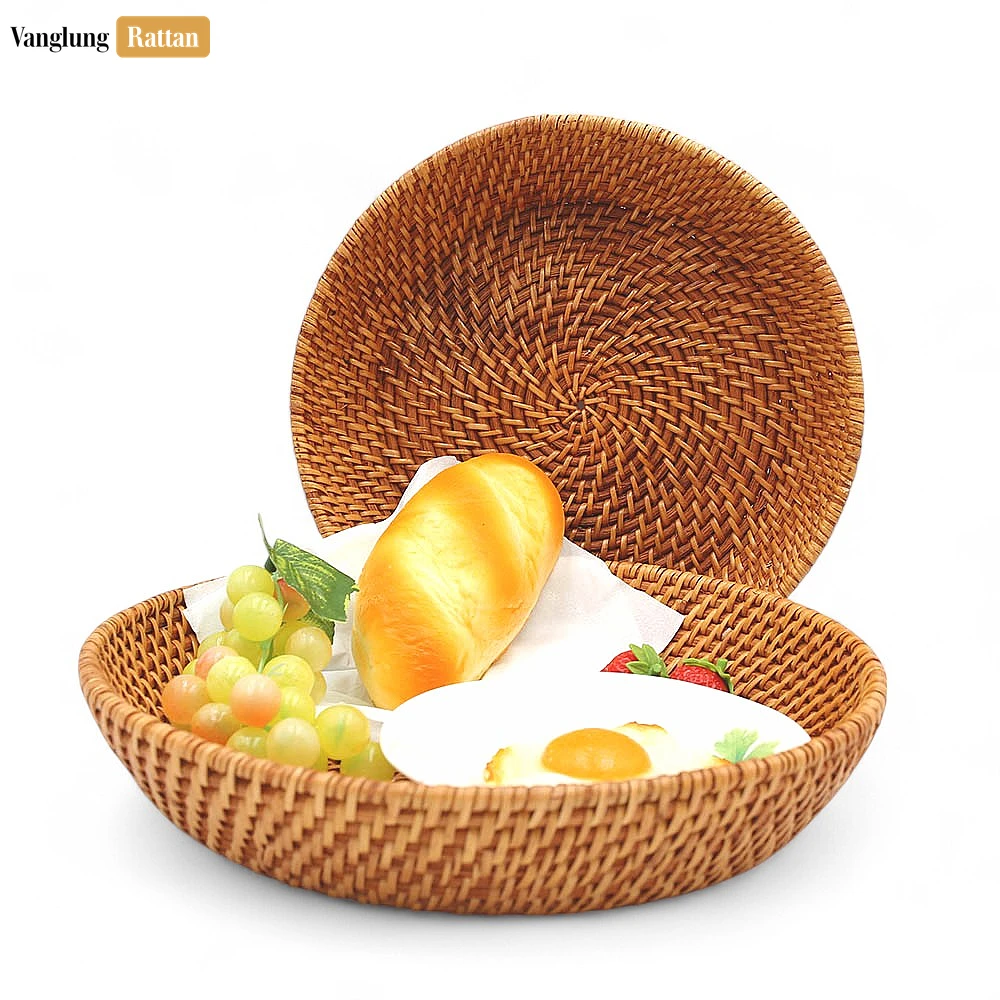 Handwoven Spiral Weave Full Rattan Serving Bowl - TW02BL0020 - 🍽️ Applications