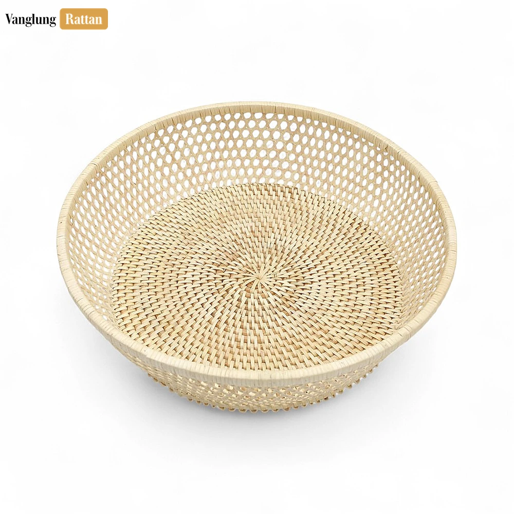 Light Natural Wicker Cane Mesh Serving Bowl - TW02BL0026 - 🏠 Applications & Uses