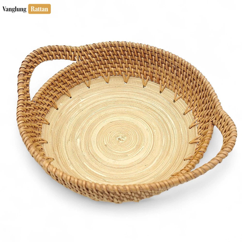 Natural Handicraft Straw Bamboo Rattan Serving Bowl with Handles - TW01BL0012 - 🌿 Product Details