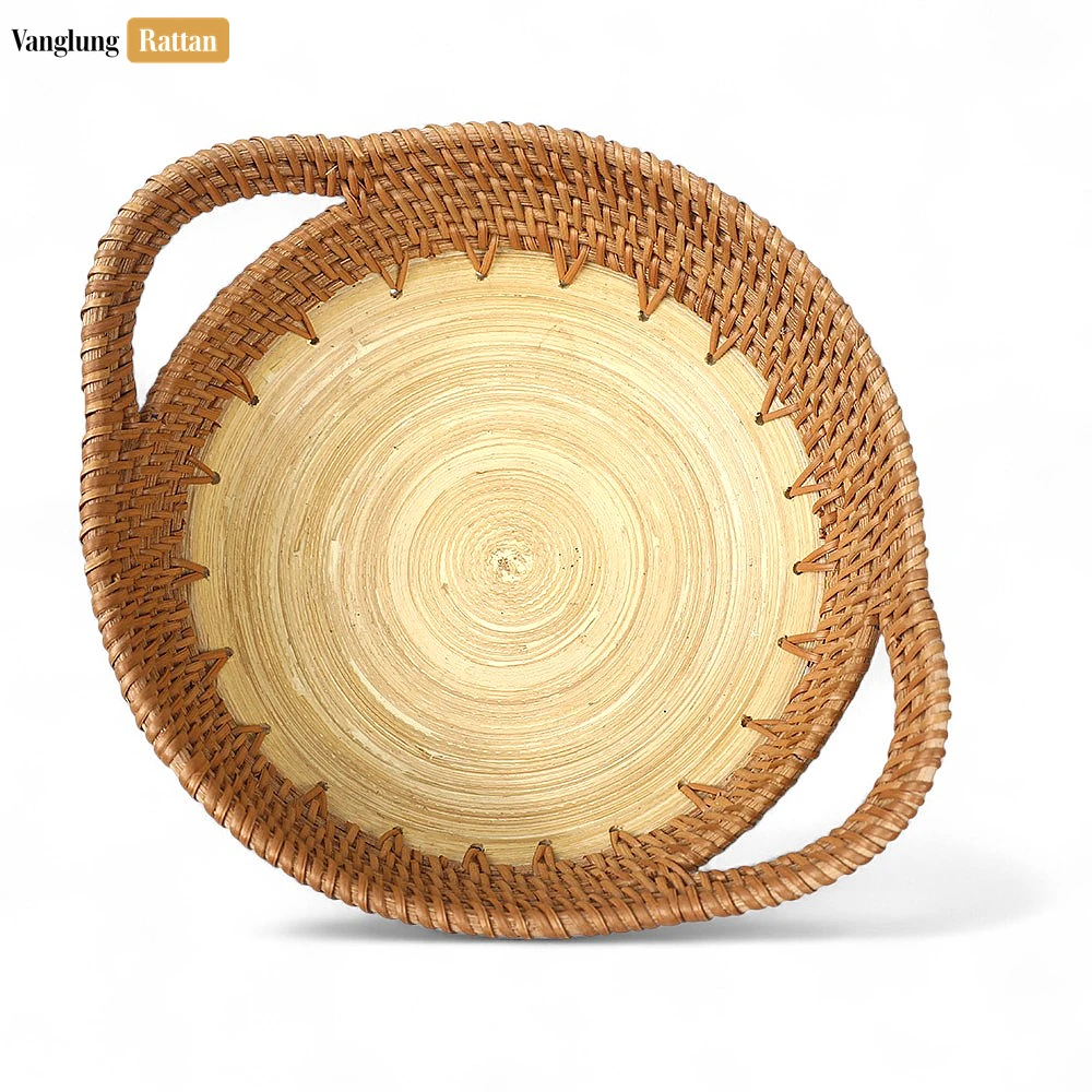 Natural Handicraft Straw Bamboo Rattan Serving Bowl with Handles - TW01BL0012 - 🏠 Applications