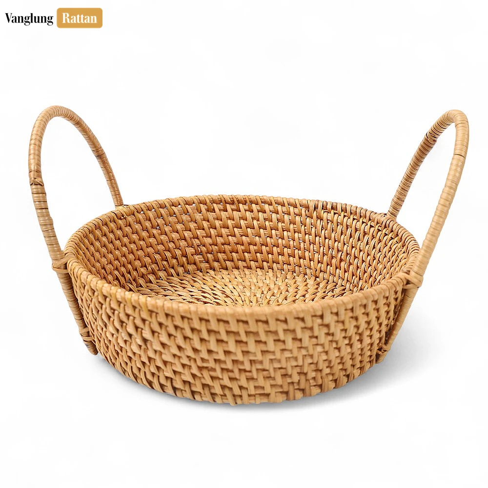 Natural Handwoven Straw Rattan Serving Bowl with Handles - TW01BL0002 - 🌿 Product Details