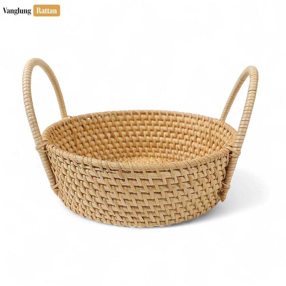 Natural Round Wicker Straw Rattan Serving Bowl with Handles - TW01BL0002T - 🏠 Applications