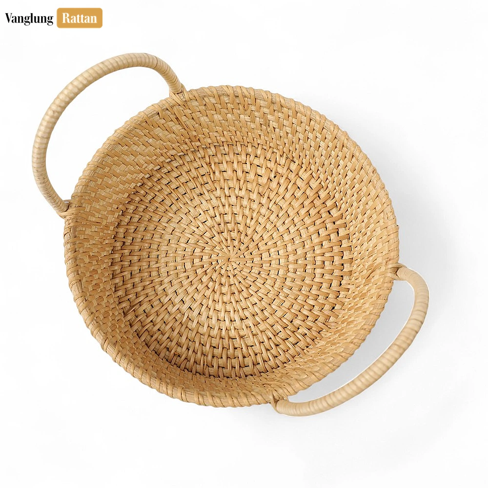 Natural Round Wicker Straw Rattan Serving Bowl with Handles - TW01BL0002T - ✨ Product Highlights